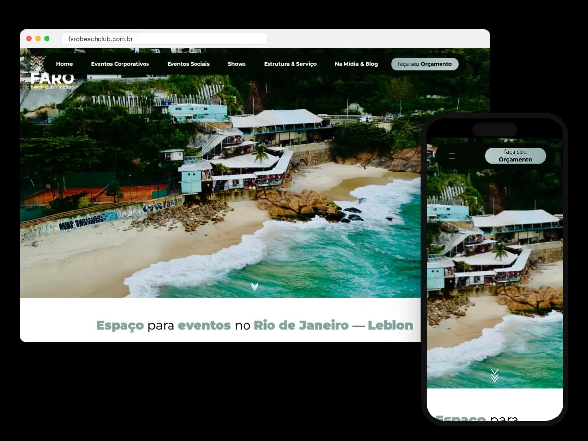 Home do Faro Beach Club com a praia vista de drone